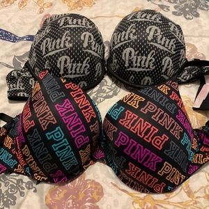 2 lightly worn Victoria’s Secret pink brawls. Size 34 DD.